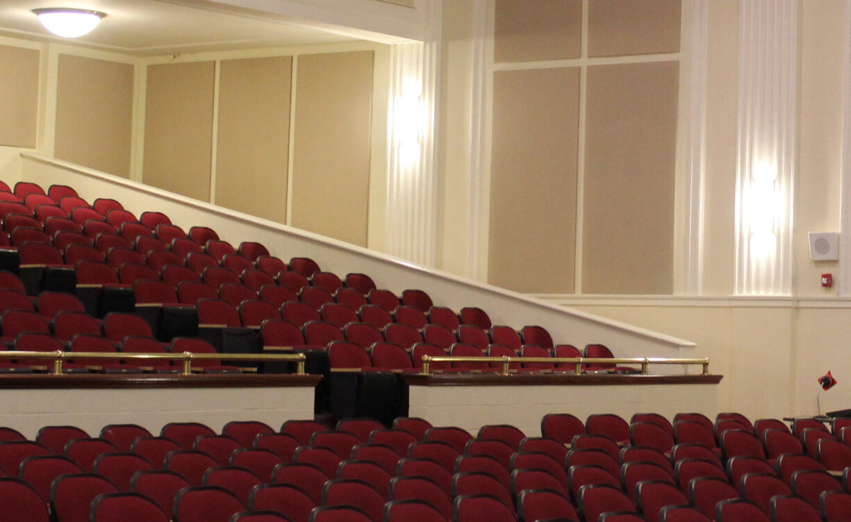 soundproofing panels back wall in auditorium