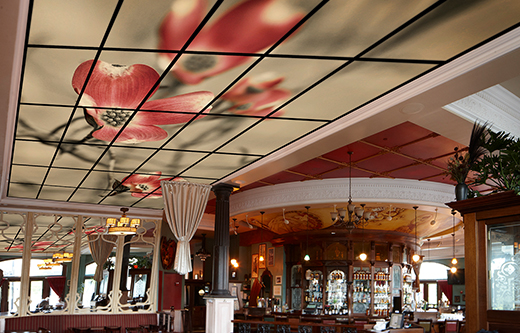 Acoustic Art Panels on the Ceiling of a Restaurant to Control Noise