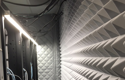 acoustic foam for capturing and converting loud computer rack noise
