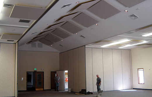 fellowship hall soundproofing with acoustic ceiling clouds