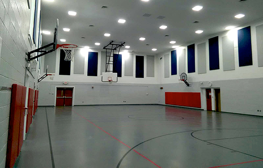 Color Coordinated Sound Panels for Soundproofing a Gym