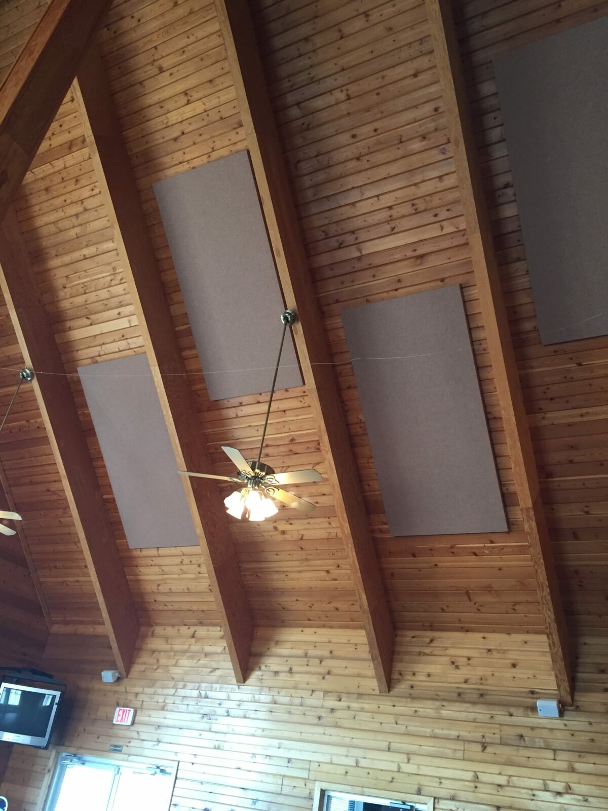 sound panels recessed into a ceiling to soundproof a room