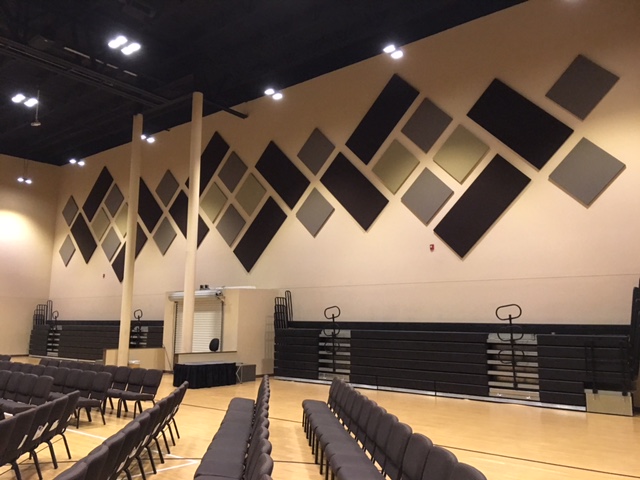 cloth wrapped Fabric Panels for controlling echoes in a sanctuary