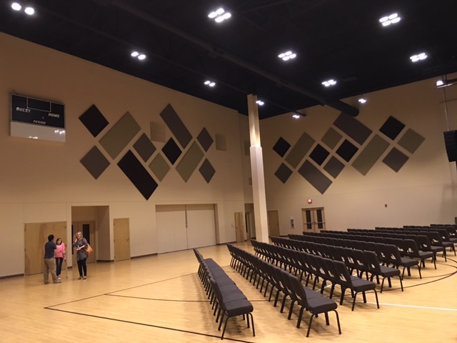 multi colored sound panels for soundproofing a sanctuary