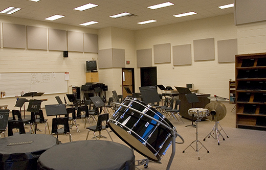 band room controlling noise levels with sound panels to a soundproof music room