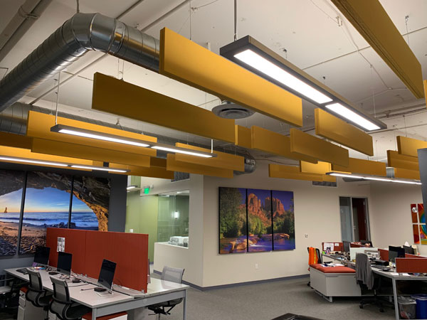 Acoustic fabric ceiling baffle