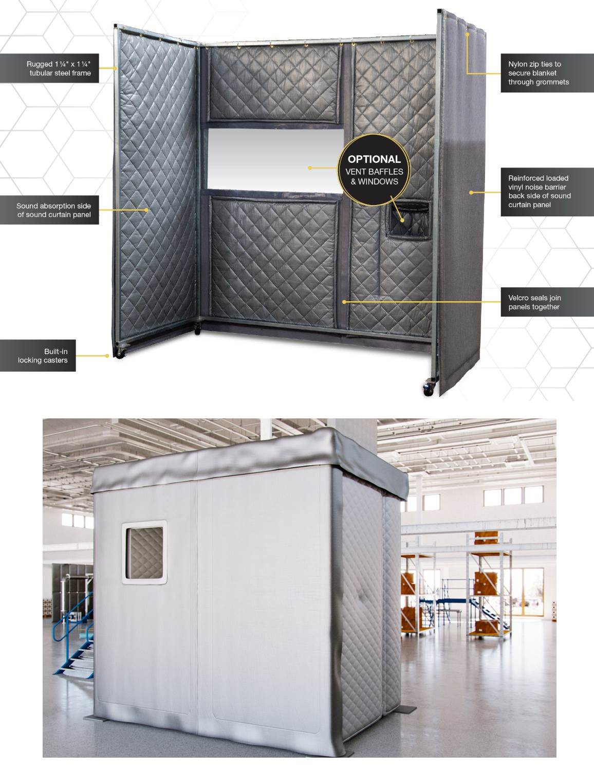 Image showing both portable & stationary acoustic enclosures