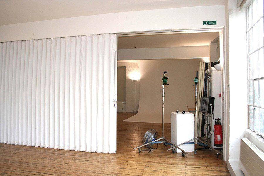 sound barrier accordion room divider curtain