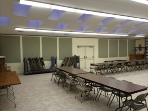 acoustic panels control noise in social hall