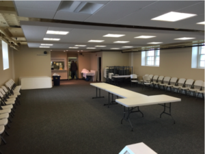 A small fellowship hall in a church